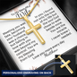 Custom engraved cross necklace in 18k gold or stainless steel — Christian anniversary gift for wife | The Faith World