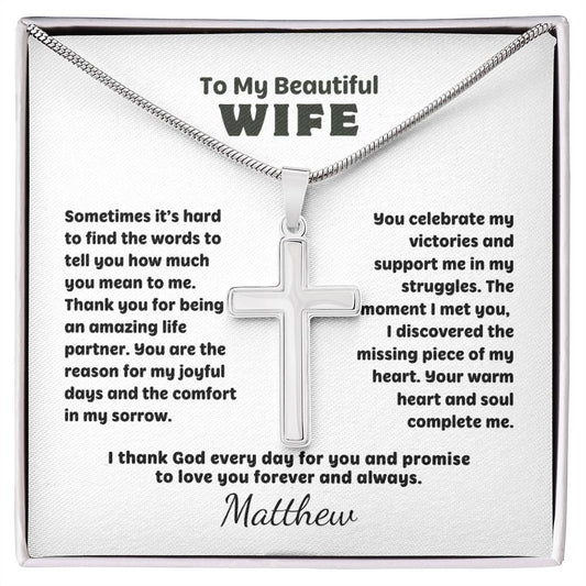 Meaningful stainless steel cross necklace for wife — Christian gift | The Faith World