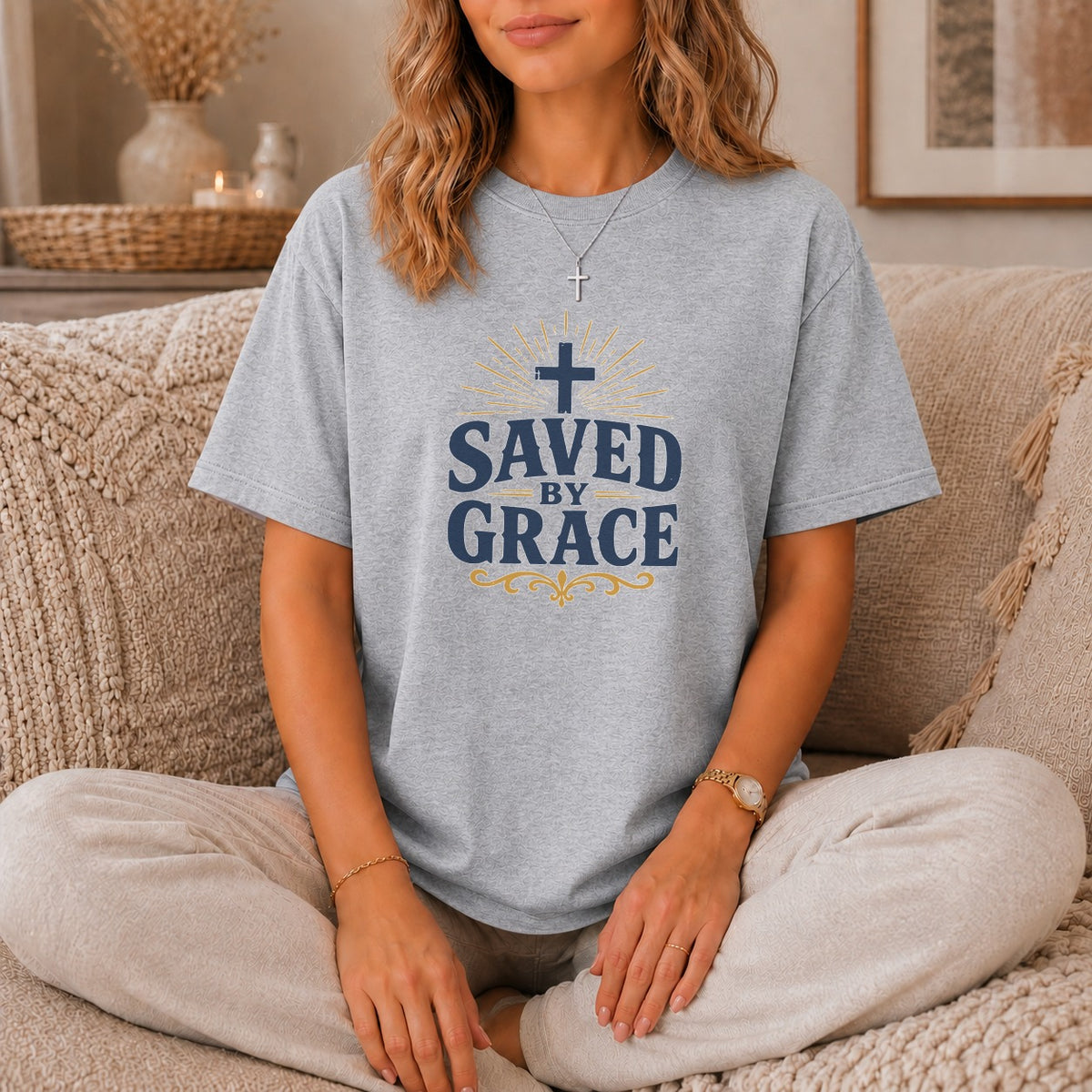 Saved By Grace Cross Graphic T-Shirt