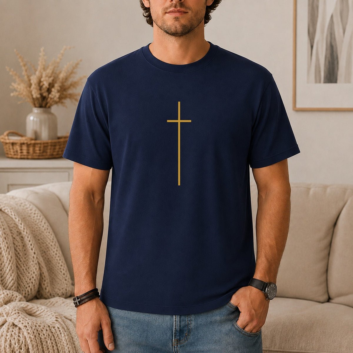 Minimalist Golden Cross T-Shirt
