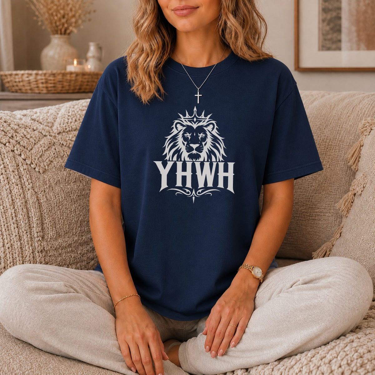 YHWH Crowned Lion Graphic T-Shirt