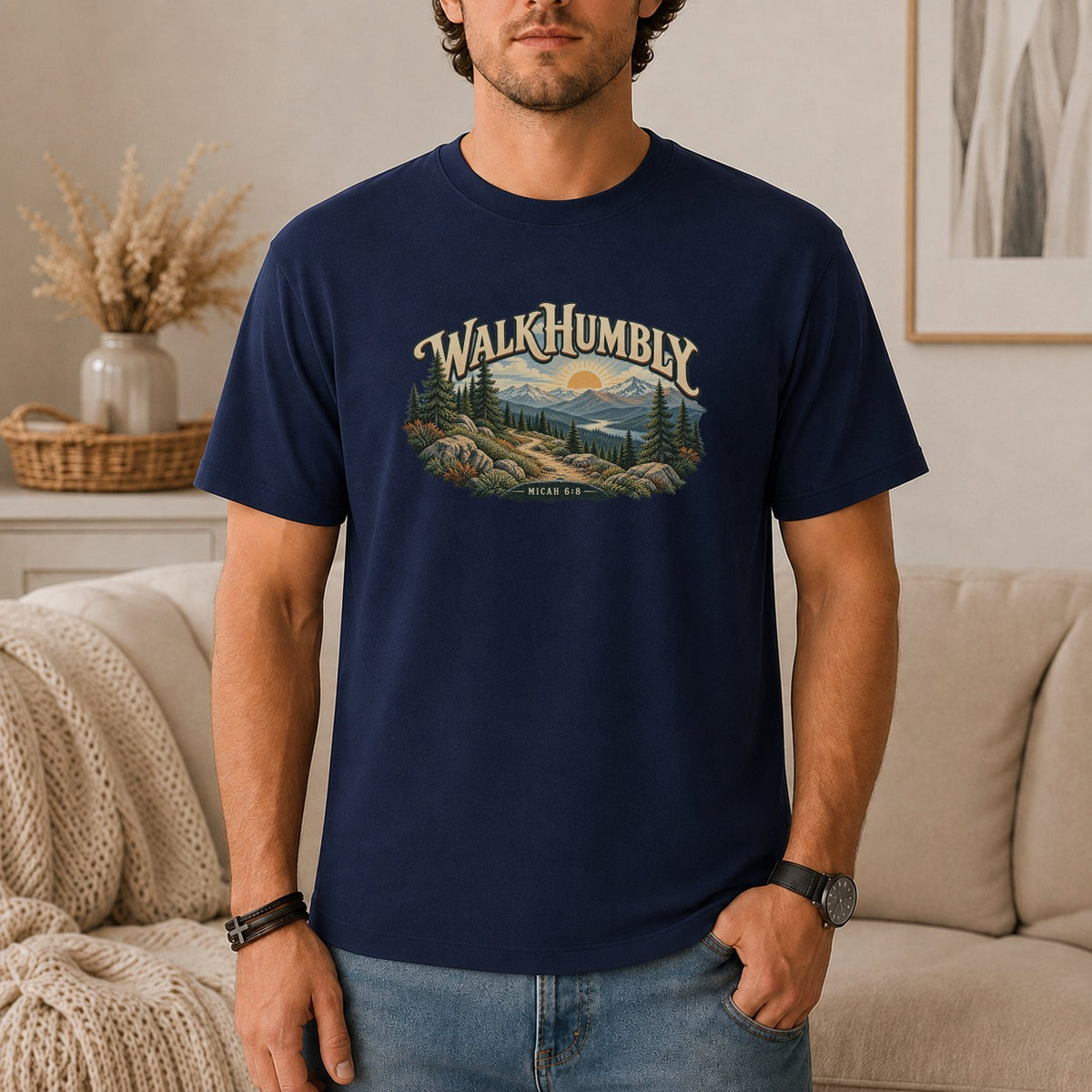 Walk Humbly Micah 6:8 Mountain T-Shirt