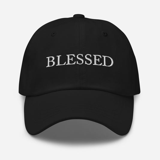 BLESSED embroidered Christian baseball cap black — faith gift for dad or grandpa | The Faith World