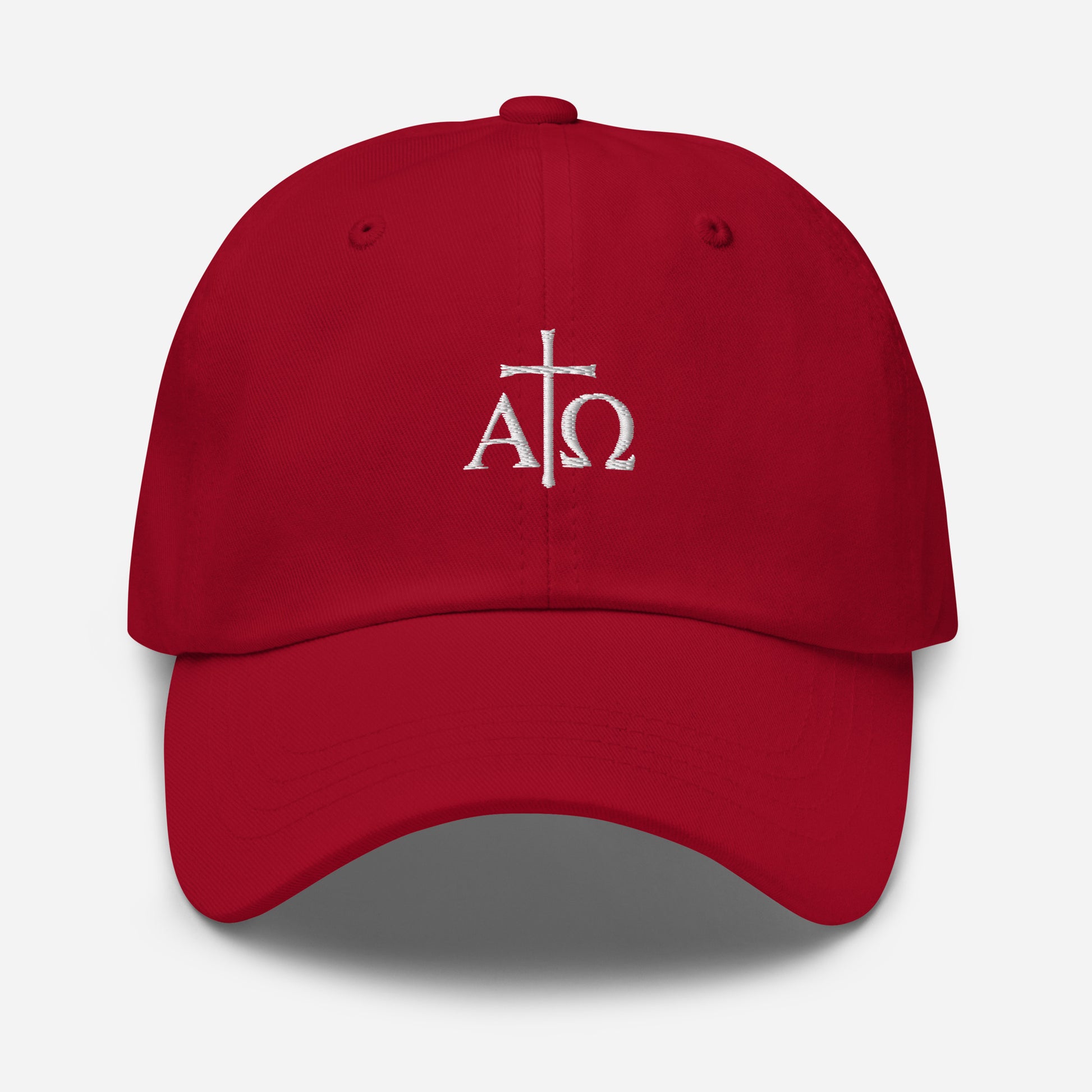 Alpha Omega hat closeup embroidery — meaningful faith gift for dad | The Faith World