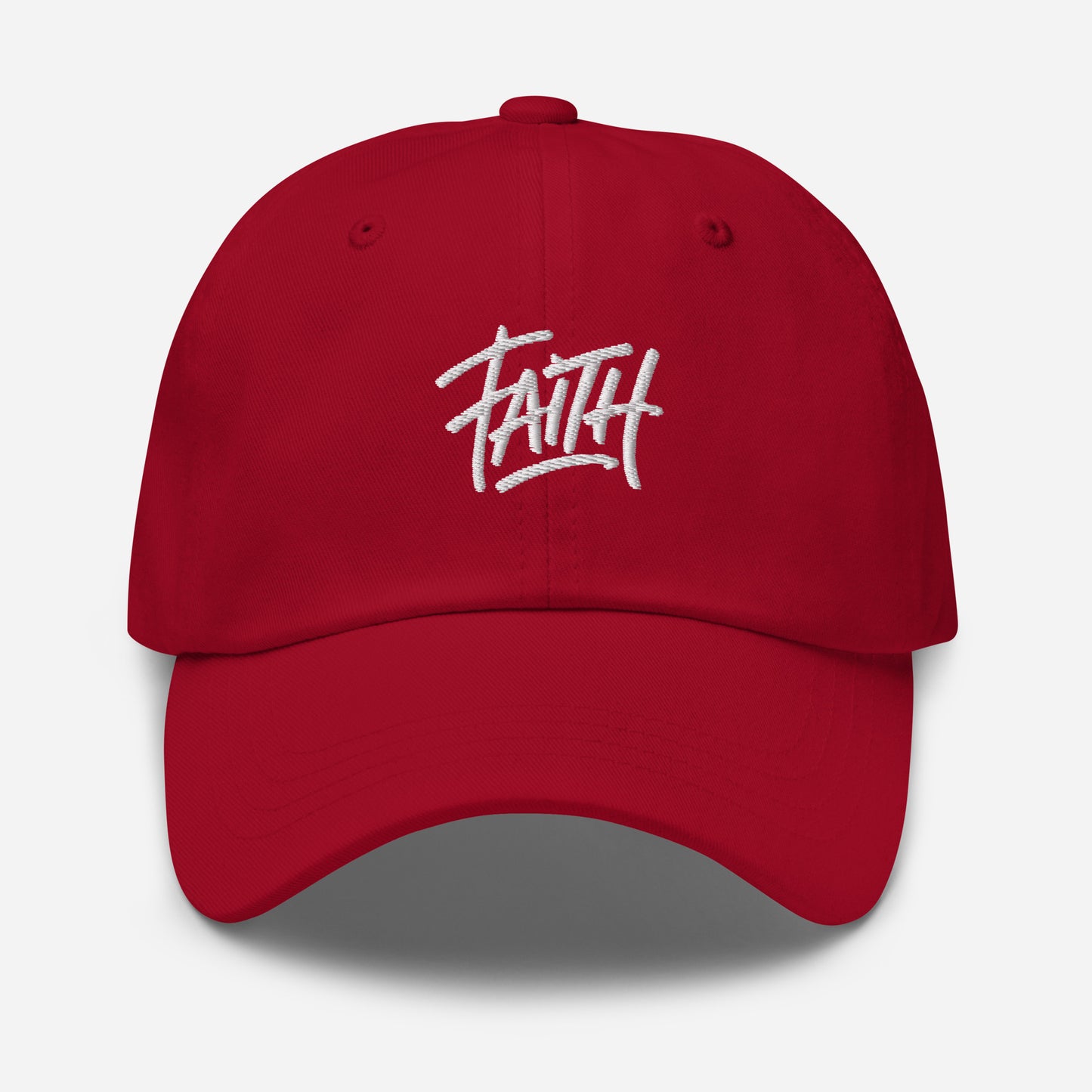 Faith embroidered cap closeup — Christian gift for her or him | The Faith World