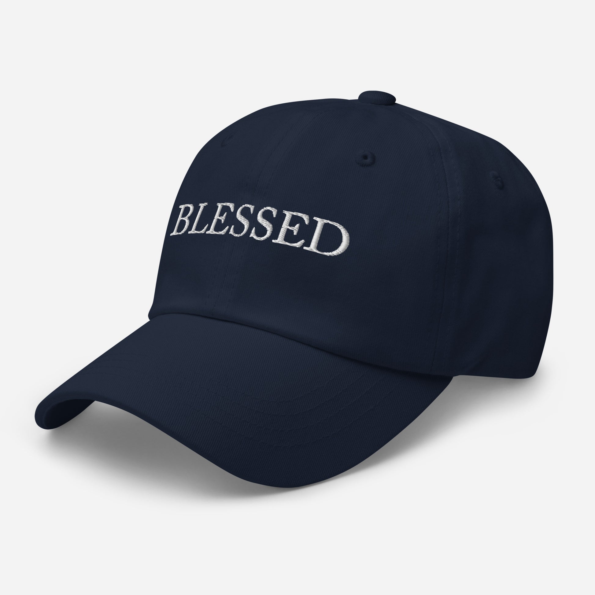 BLESSED embroidered hat navy blue — Christian gift for dad or husband | The Faith World