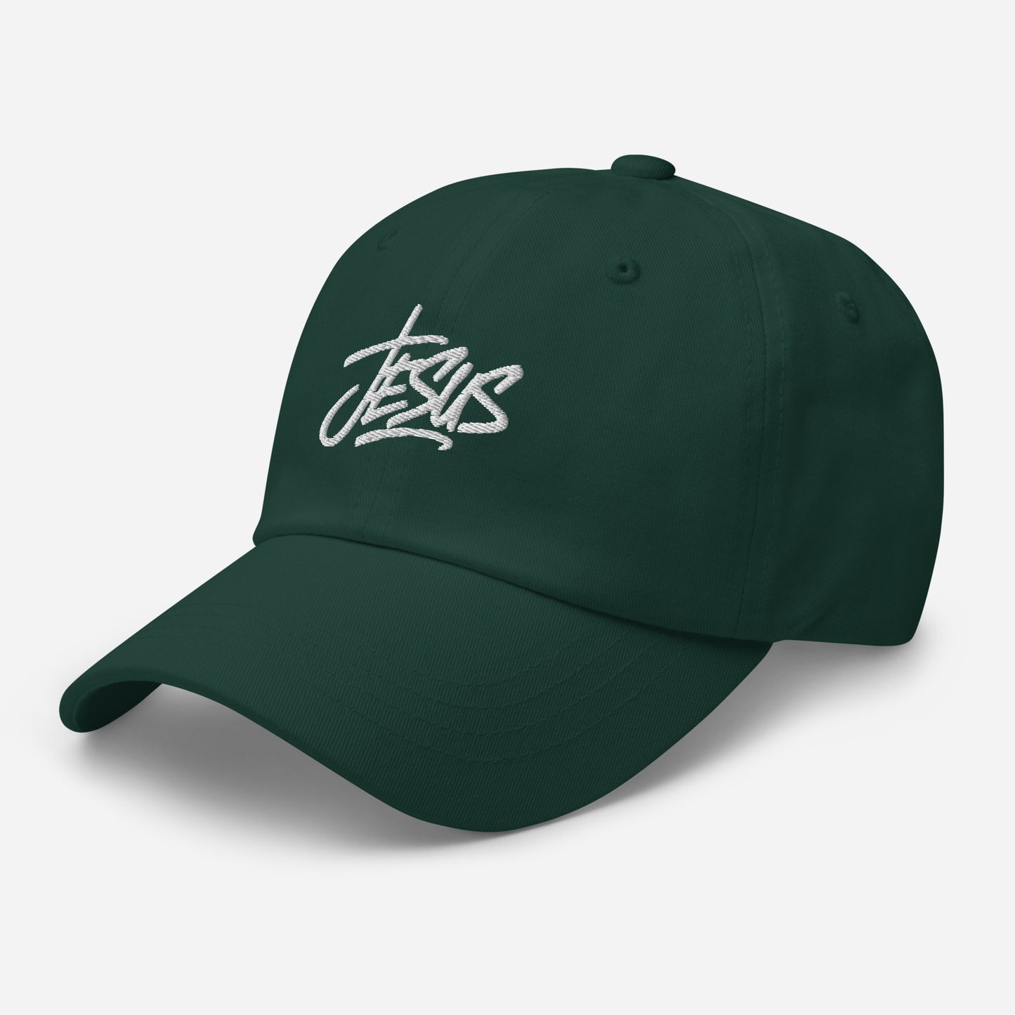 Jesus embroidered baseball cap flat lay — Christian gift for believers | The Faith World