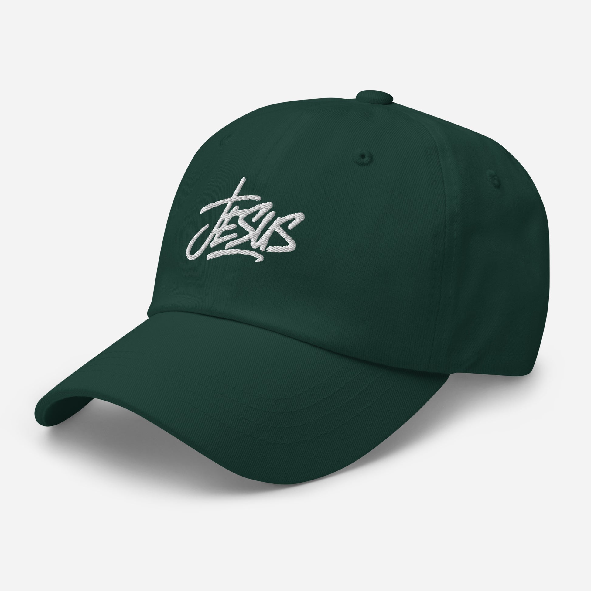 Jesus embroidered baseball cap flat lay — Christian gift for believers | The Faith World