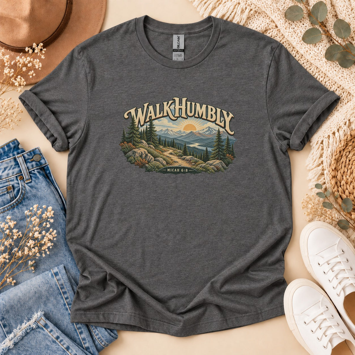 Walk Humbly Micah 6:8 Mountain T-Shirt