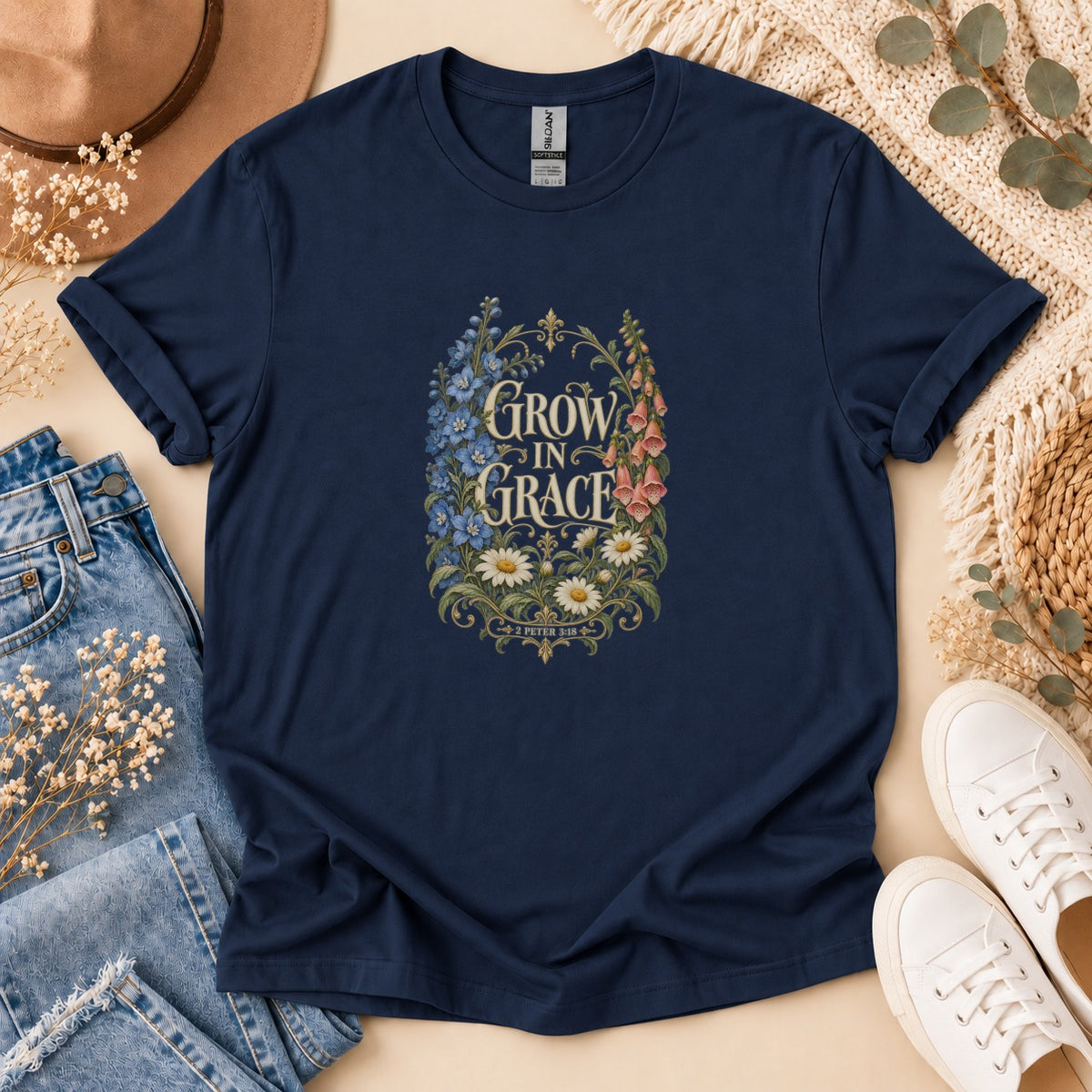 Grow In Grace Vintage Botanical T-Shirt