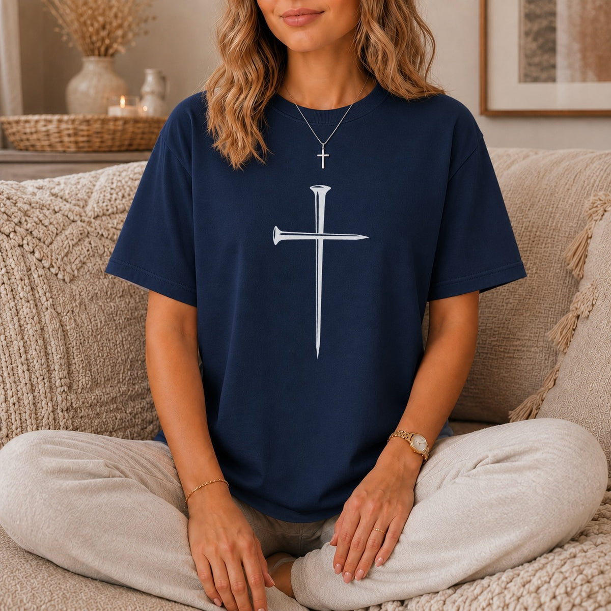 Minimalist Nail Cross T-Shirt