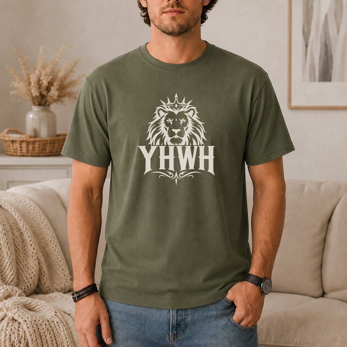 YHWH Crowned Lion Graphic T-Shirt
