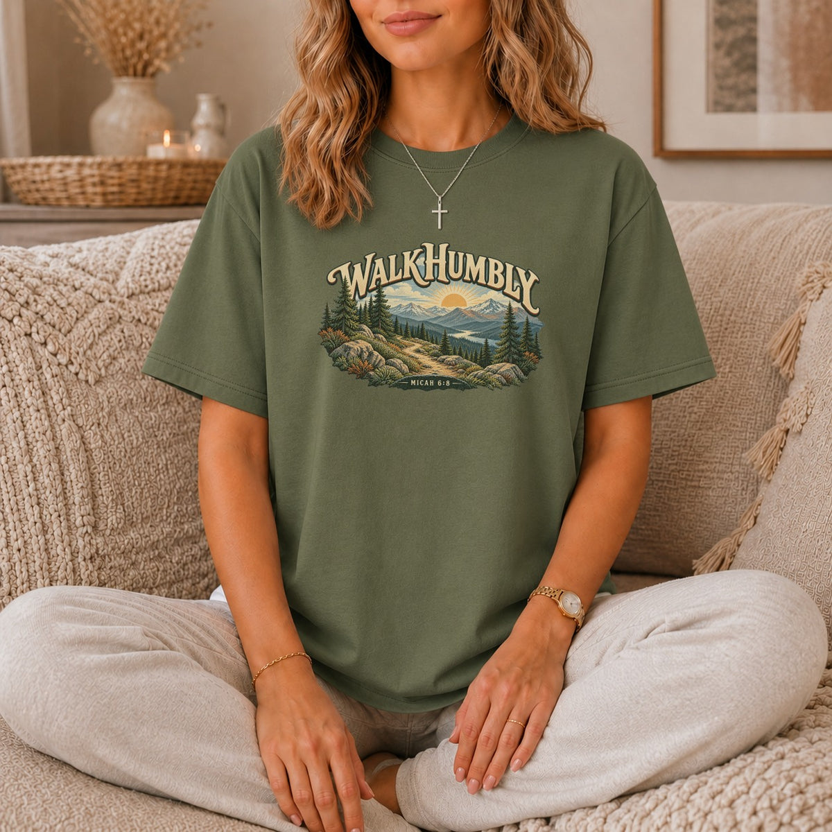 Walk Humbly Micah 6:8 Mountain T-Shirt