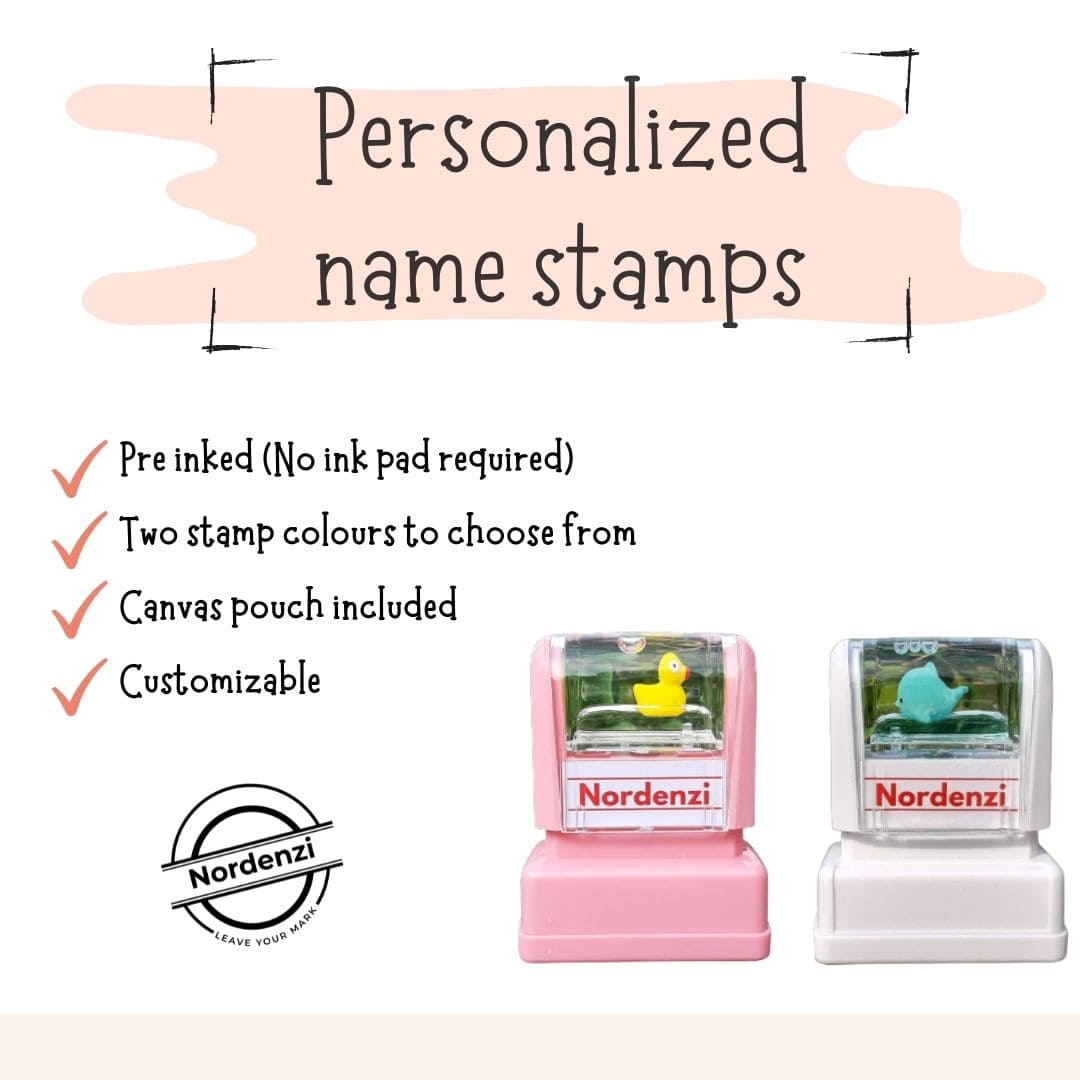  Name Stamp for Clothing Kids Waterproof,Name Stamps self  Inking Personalized,Clothing Stamps for Kids Clothes,Personalized Clothing  Stamp (Black,M) : Office Products