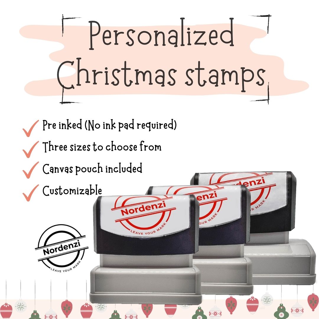 Personalized Christmas Stamp, christmas crafts, holiday stamp, seasonal stamp, Nordenzi, customizable stamp