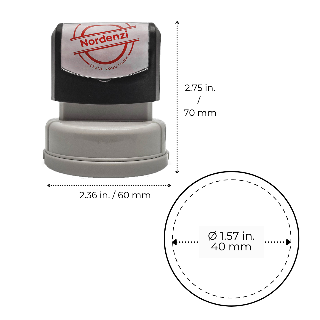 Nordenzi book stamp dimensions, round stamp